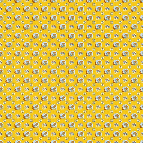 Roztomilé Vektorové Květinové Pozadí Mák Květiny Bezešvé Vzor Zelené Žluté — Stockový vektor