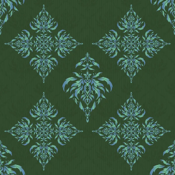Vektor Nahtlose Muster Mit Abstrakten Kunterbunten Ornamenten Grüne Und Blaue — Stockvektor