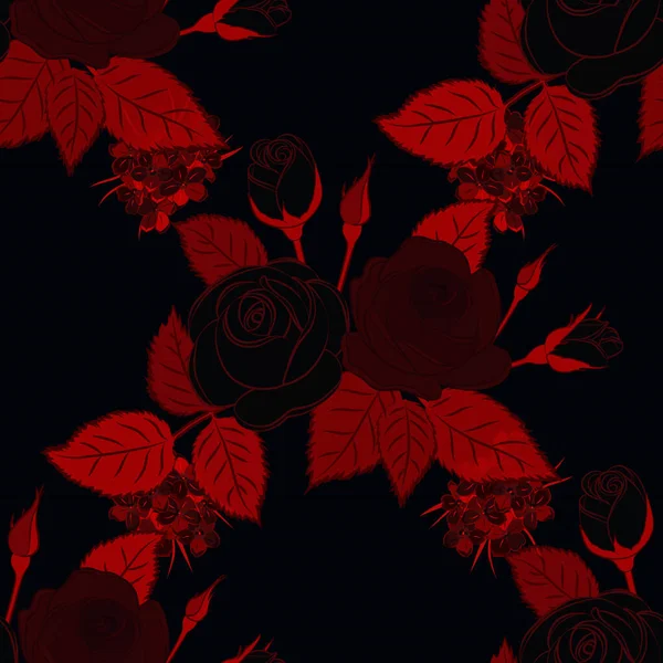 Patrón Floral Sin Costura Vectorial Con Rosas Abstractas Negras Marrones — Archivo Imágenes Vectoriales