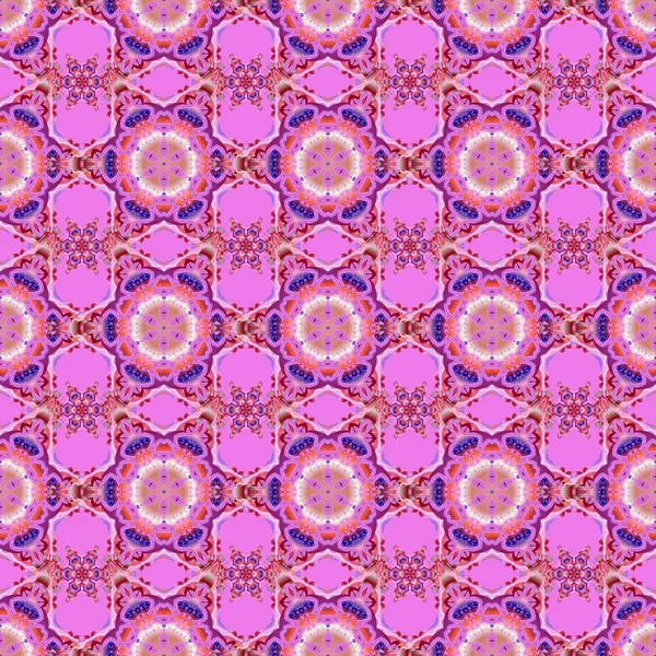 Symétrie Décorative Arabesque Orange Violet Rouge Motif Sans Couture Bon — Image vectorielle