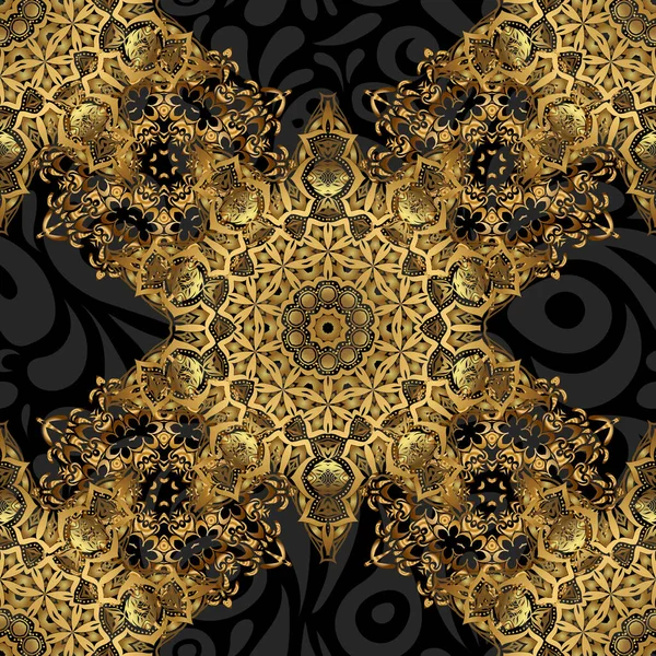 Вашого Дизайну Шпалери Геометричний Фон Безшовна Ілюстрація Золотистого Кольору Чорному — стоковий вектор
