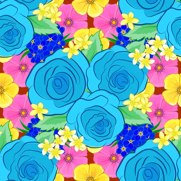 Estampado Adornos Sin Costuras Colores Rosa Azul Amarillo Puede Utilizar — Vector de stock