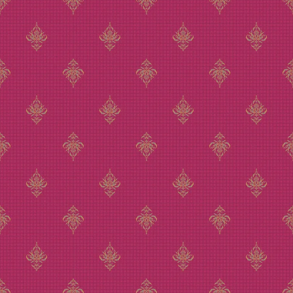 用米色 粉色和灰色的Ikat Damask无缝图案背景瓷砖 — 图库矢量图片