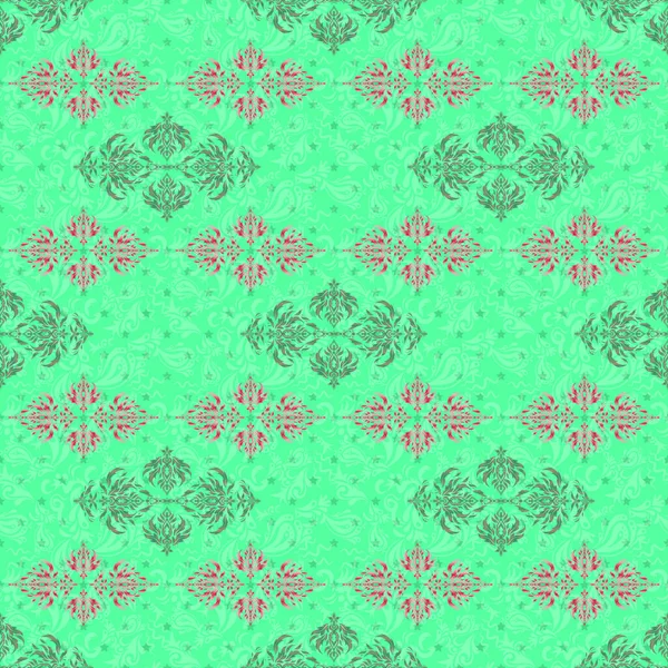 Seamless Pattern Vector Red Pink Green Elements — Stock Vector