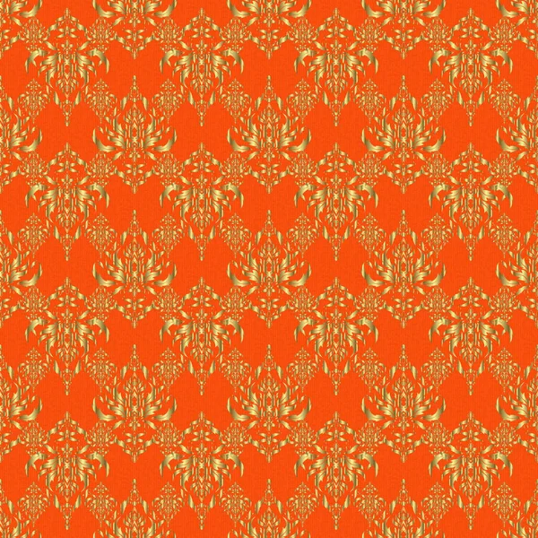 Арабески Восточного Стиля Оранжевом Фоне Векторные Блестящие Кружева Стилизованные Цветы — стоковый вектор