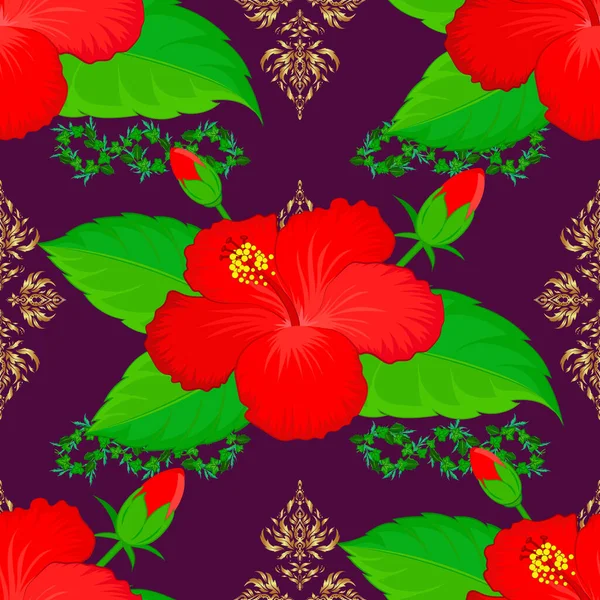 Elegante Fondo Pantalla Con Flores Hibisco Fondo Abstracto Del Vector — Vector de stock