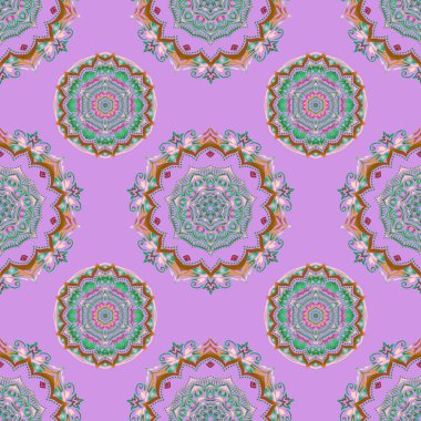 Zarif, pürüzsüz ve Mandala elementleriyle. Güzel yeşil ve kahverengi el yapımı, pürüzsüz vektör çizimi.