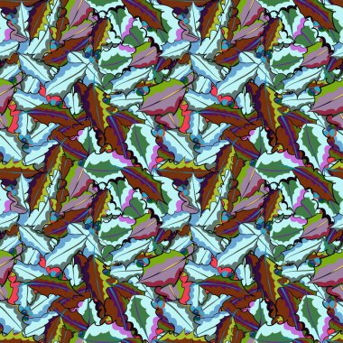 Damask, kahverengi, yeşil ve mavi renklerde, kusursuz çiçek deseni. Soyut çiçekli kraliyet duvar kağıdı. Vektör stili süs.