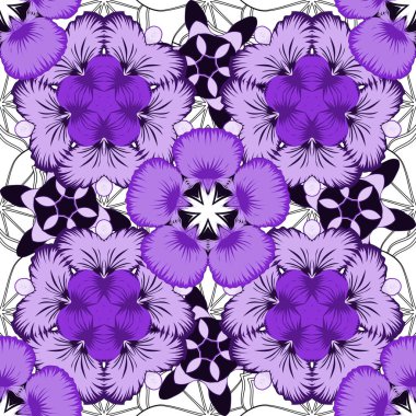 Kumaş, tekstil, iç dekorasyon gri, mavi ve mor renkler. El yapımı vektör çizimi. Vintage dikişsiz desen.