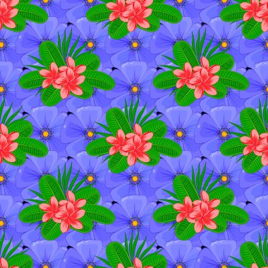 Siyah arka planda çiçek motifleri olan soyut zerafet deseni. Dekoratif tesisat çiçekleri tekrar eden desen.