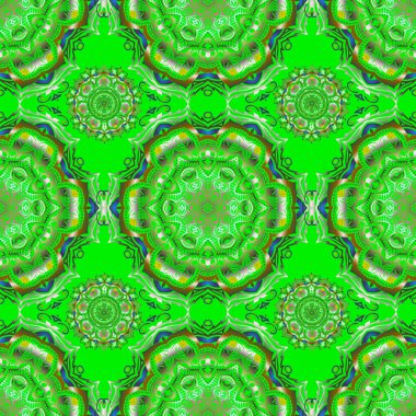 Yeşil arka planda çok renkli elementlere sahip pürüzsüz desen. Noel kartları, dekorasyon, menüler, ağ, afişler ve şarap ve tatillerle ilgili tasarımlar için iyidir. Vektör illüstrasyonu.