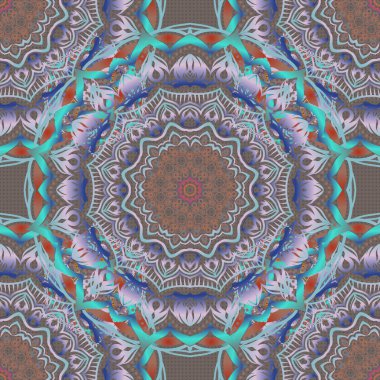 Grafiksel modern model. Arap tarzında soyut bir model. Turuncu ve mavi doku. Kusursuz vektör arkaplanı.