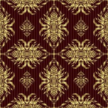 Kahverengi arka planda kusursuz bir altın rengi desen var. Eski Fas, Arap ve Türk süslemeleri taşıyıcı.