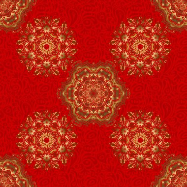 Vektör dairesi altın ızgara ve kırmızı arka plandaki elementler. Süs tasarım şablonu. Düğün davetiyeleri, kartvizit, sertifika, logo şablonu için süs çiçekleri..