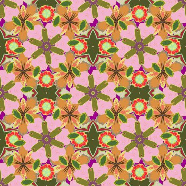 Kusursuz sarı vektör, yeşil ve pembe süs, Arap tarzı. Duvar kağıtları, arka planlar, el ilanları ya da ambalaj kağıtları için desen. Şirin damaske süsü ile kusursuz desen.