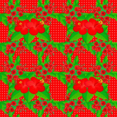 Vektör çizimi. Yumuşak suluboya amber çiçeği izi - kırmızı arkaplanda pürüzsüz desen.