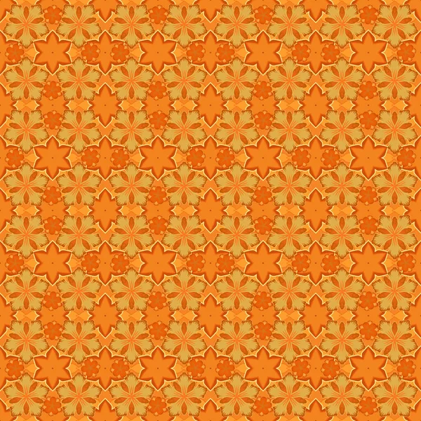 抽象オレンジ 黄色と黒の円の装飾 イスラム東洋のシームレスなパターン バナー ラッピング ウェディングカードに使用できます イスラム教徒 東洋の装飾品 インドの装飾品 ペルシャのモチーフ — ストックベクタ