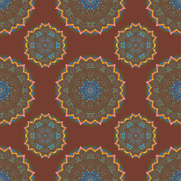 Damas Motif Fond Floral Sans Couture Dans Les Couleurs Marron — Image vectorielle