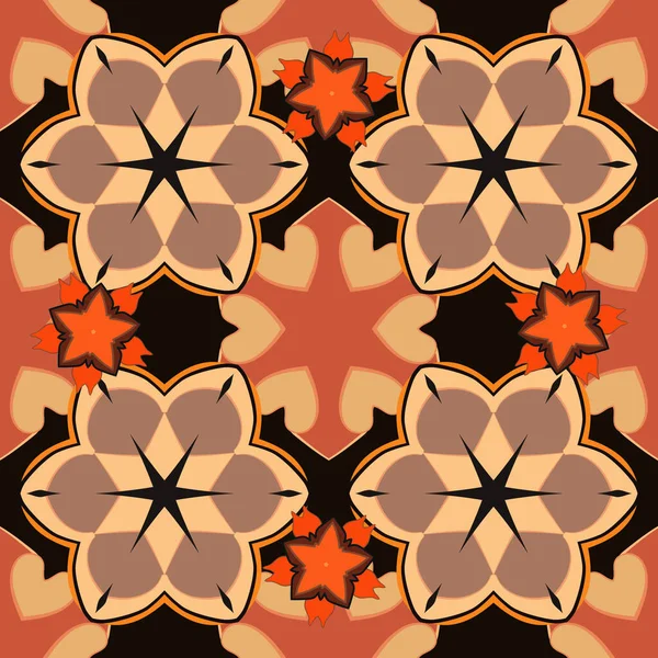 Orange Black Beige Seamless Pattern Vector Luxury Motley Pattern — Stock Vector