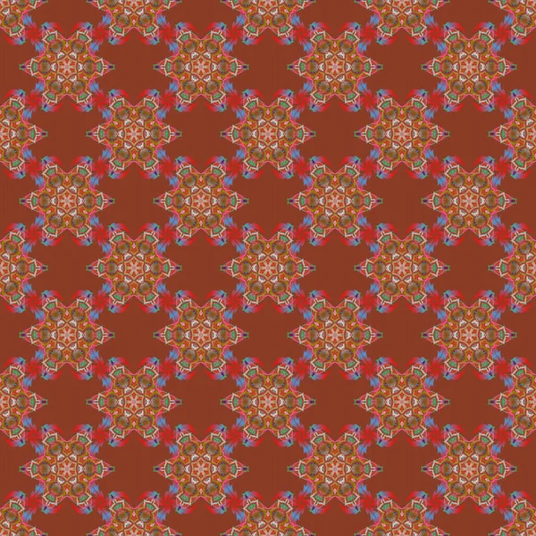 Red Brown Abstract Ornament Vector Seamless Pattern Abstract Decorative Elements — Stock Vector