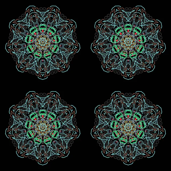 현대의 형태를 소름끼치는 아라비아식의 추상적 패턴이다 배경에 빨간색 노란색 파란색 — 스톡 벡터
