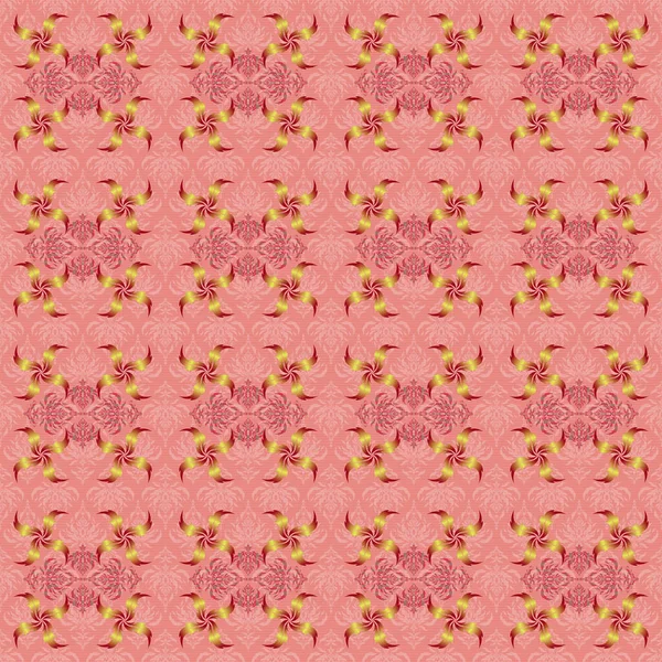 Padrão Azulejos Sem Costura Cores Rosa Vermelho Amarelo Vetor Vintage — Vetor de Stock