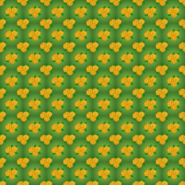 Растровая Иллюстрация Цветочные Винтажные Бесшовные Рисунки Зеленом Желтом Коричневом Цветах — стоковый вектор