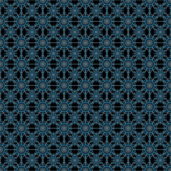 Wallpaper Barok Naadloze Achtergrond Blauw Zwarte Achtergrond Bloemen Naadloos Patroon — Stockvector