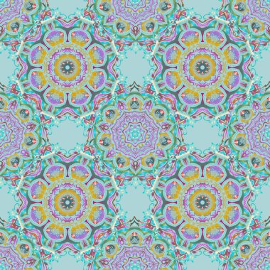 Yeşil ve mavi desenli şal desenli duvar kağıdı. Kusursuz arka plan, grunge tarzı. Vektör illüstrasyonu.