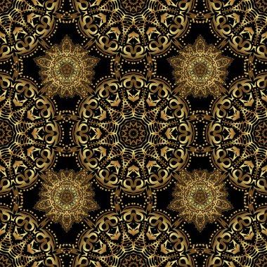 Siyah arka planda altın desen. Klasik eskiz. Zarif retro vektör pürüzsüz desen.