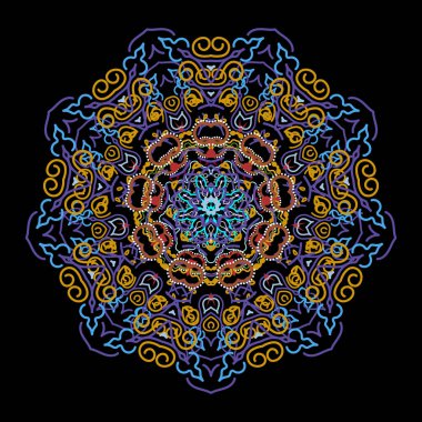 Ikat damaskesiz desen arkaplan fayansı üzerinde mavi ve sarı renklerde.