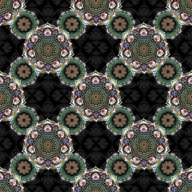 Yeni yıl 2018 tatil süslemesi. Geometrik elementlere sahip soyut, pürüzsüz bir şekil. Taraftar şekilli Noel karışımı. Siyah arkaplanda gri ve mor renkli süsler..