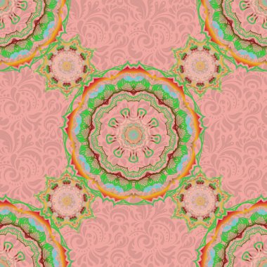 Vektör yeşil ve kırmızı ipek dantel süsü. Düğün törenleri, yıldönümleri, partiler, etkinlikler için karmaşık bir dekorasyon..