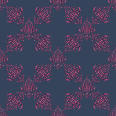 Damask pürüzsüz deseni pembe, mavi ve mor renklerde. Vektör illüstrasyonu.