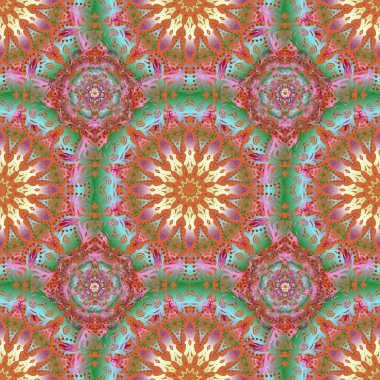 Damask turuncu ve mor renklerde, kusursuz çiçek deseni. Vektör illüstrasyonu.