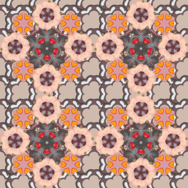 Retro pürüzsüz desen. Tebrik kartı ve davetiyeler için bej, kahverengi ve pembe elementli vektör tasarımı. Viktorya Stili Süsleme İçin Klasik Parşömenler.