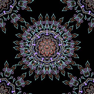 Mor ve bej renkli Victoria dönemi desenli klasik süslemeler. Vektör çizimi. Kusursuz damaske deseni.