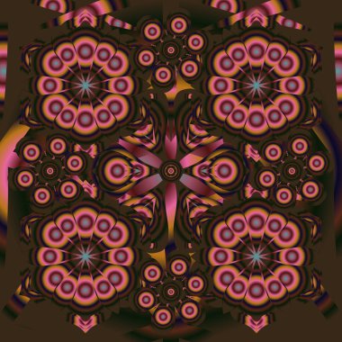 Vektör çizimi. Damask arkaplan deseni kahverengi, siyah ve pembe renklerde.