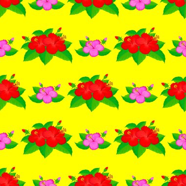 Bahar mahsulü çiçekli arka plan. Güzel vektör dokusu. Sarı arka planda sevimli amber çiçekleri olan kusursuz bir desen..