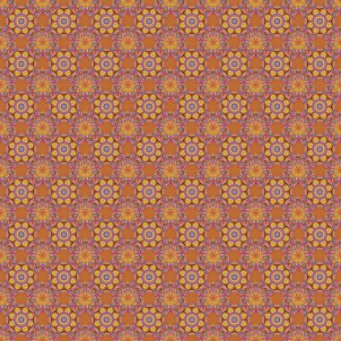 Kusursuz vektör arkaplanı. Grafiksel modern model. Mor, turuncu ve gri dokular. Arap tarzında soyut desen.