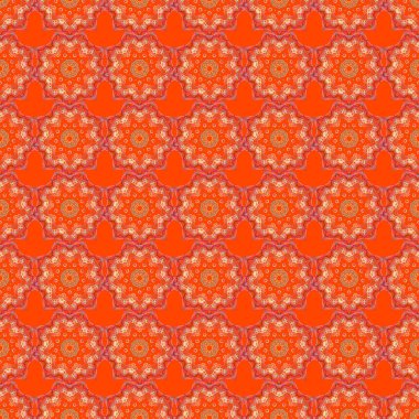 Klasik lüks, eski moda İspanyol süsü, duvar kağıtları, tekstil ve ambalaj için kraliyet Victoria dönemi dikişsiz dokusu. Pembe ve turuncu renklerde nefis bir barok şablonu. Vektör damaskesiz desen