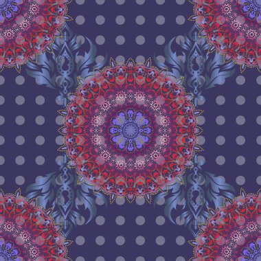 Vektör duvar kağıdı. İpsiz bağlanmış balık ağı deseni mor, sarı ve mavi renklerde..