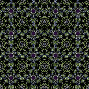 Barok tarzında Damask deseni. Barok damaske klasik menekşe, pembe ve mavi vektör dikişsiz model arka plan. Antik ortaçağ barok süslemeli duvar kağıdı..