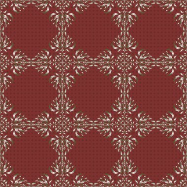 Duvar kağıdı barok, yeşil ve kahverengi renklerde kusursuz vektör arkaplan. Çiçeksiz desen.