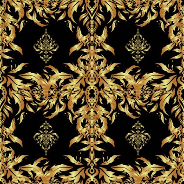 Senin tasarımın için, duvar kağıdı. Altın eğimli vektör geometrik kusursuz desen. Geometrik arkaplan. Siyah bir arkaplanda altın rengi kusursuz çizimler.