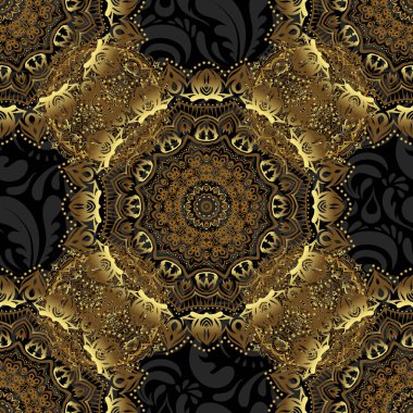 Taylandlı hatlar, siyah bir arka planda altın desenli. Geleneksel Tayland altın arka planı ve ızgaralı dokusu. Yazdırma, kumaş veya tekstil için altın desenli Tayland ipeği biçimi vektör tasarımı.