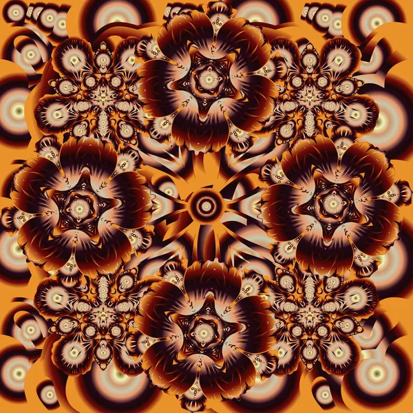 Ilustración Vectorial Patrón Floral Inconsútil Colores Naranja Marrón Beige — Archivo Imágenes Vectoriales