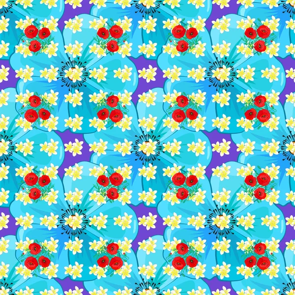 Patrón Flores Sin Costura Multicolor Con Muchas Flores Lindas Patrón — Vector de stock