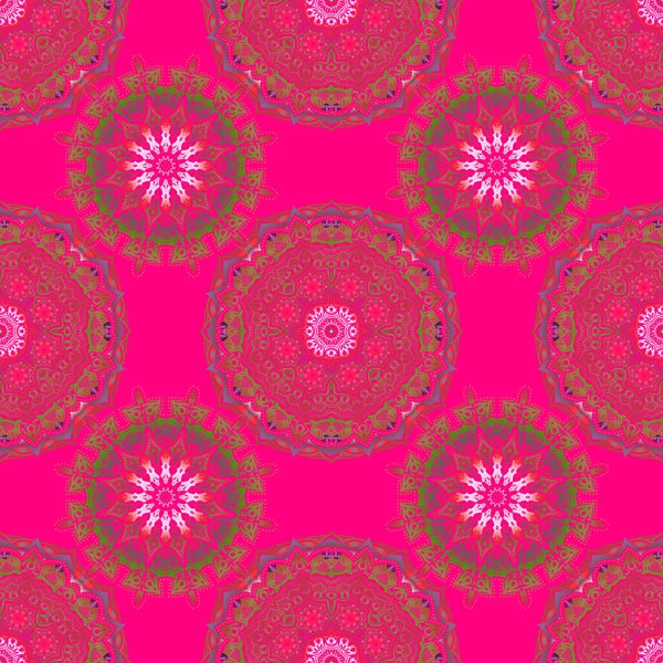 ベージュと紫の色で装飾的なパターン ベクトルシームレスダマスクパターン クラシック壁紙 — ストックベクタ