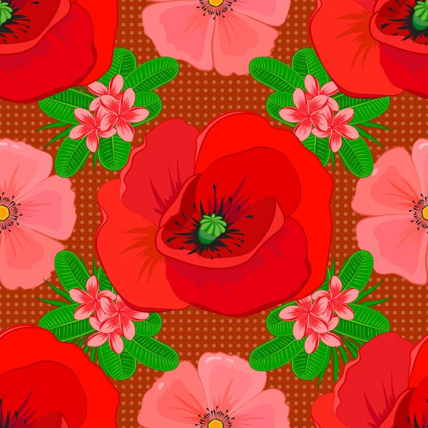 Arabesque Vintage Abstracte Vector Bloemen Naadloos Patroon Oranje Rode Roze — Stockvector